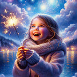 Sparklers girl — Diamond Painting Kit design