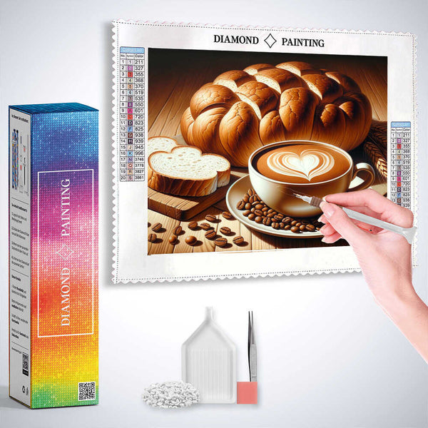 Coffee and Bread — Diamond Painting Kit, product view 3