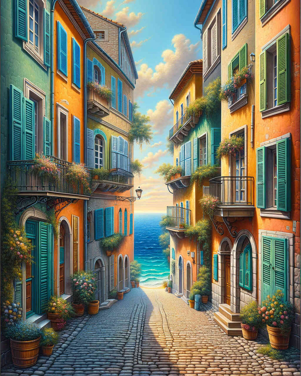 Stairway by the sea — Diamond Painting Kit design