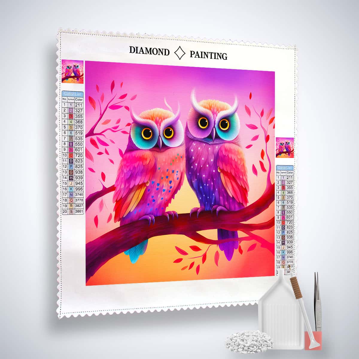Owl Love — AB Diamond Painting Kit, product view 2