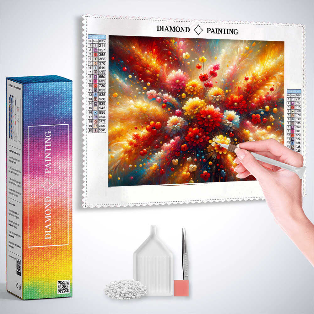 A Colorful Play of Flowers — Diamond Painting Kit, product view 3