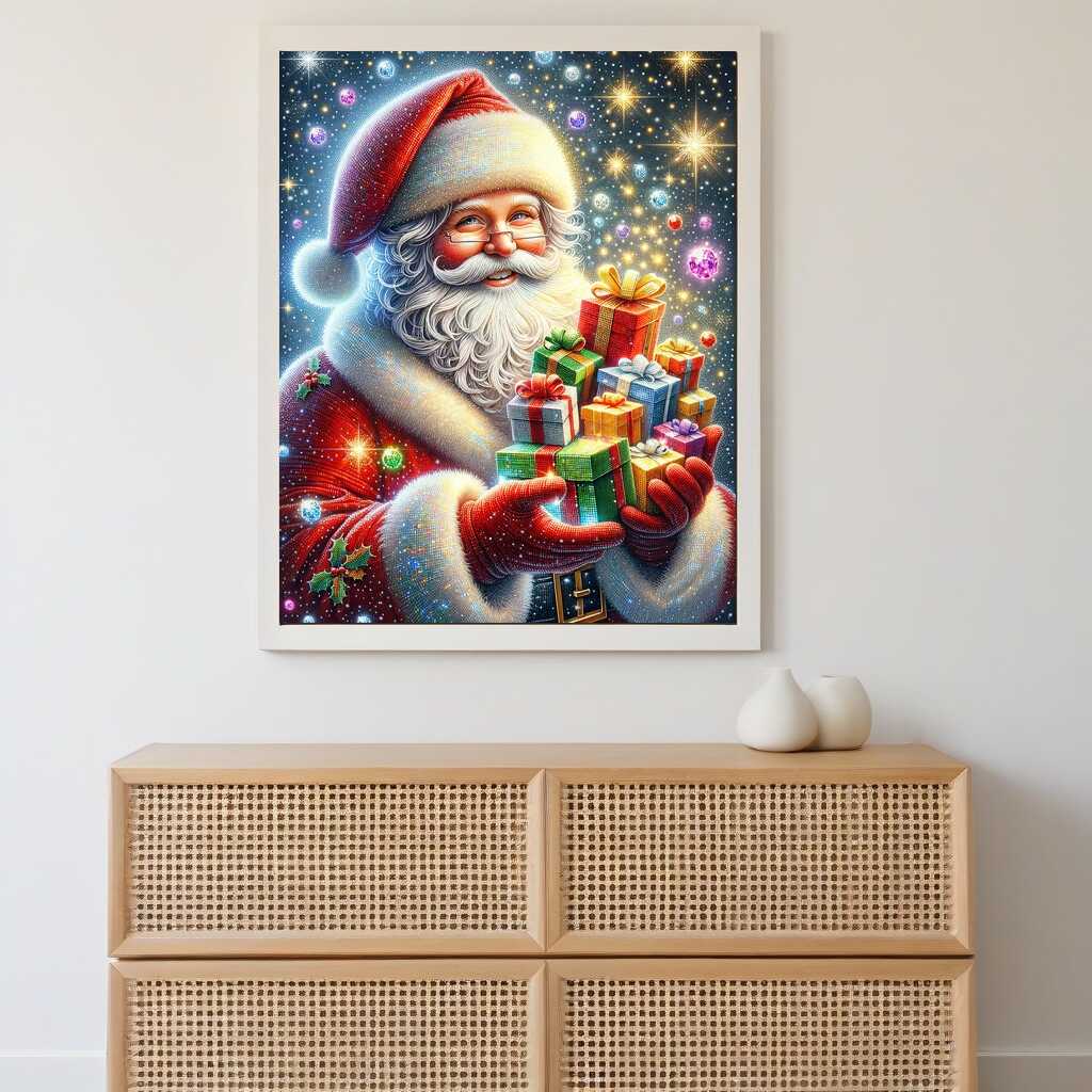 Gift-wrapped Santa Claus — Diamond Painting Kit, product view 2