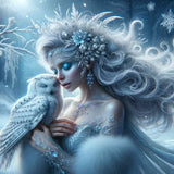 Ice Fairy with a Snowy Owl — Diamond Painting Kit design