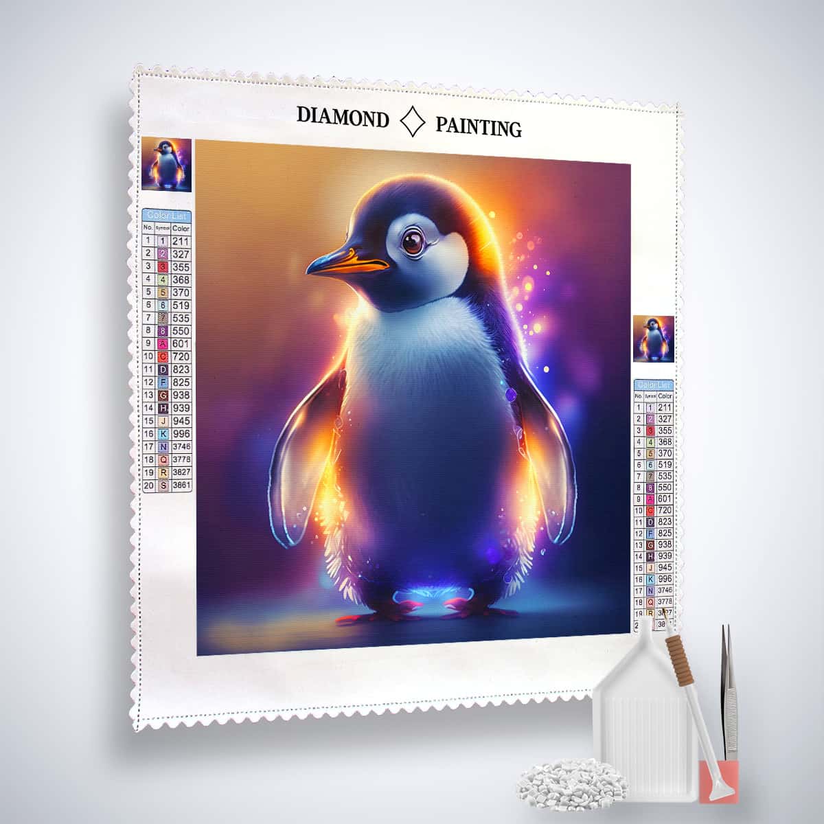 Luminous Penguin — AB Diamond Painting Kit, product view 2