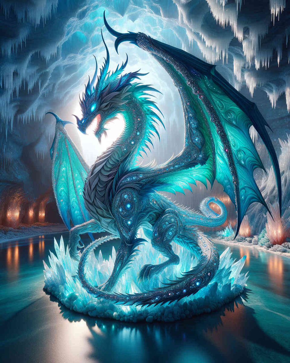 Blue turquoise dragon — Diamond Painting Kit design
