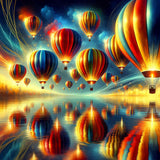 Hot Air Balloon Reflected in a Lake — Diamond Painting Kit design