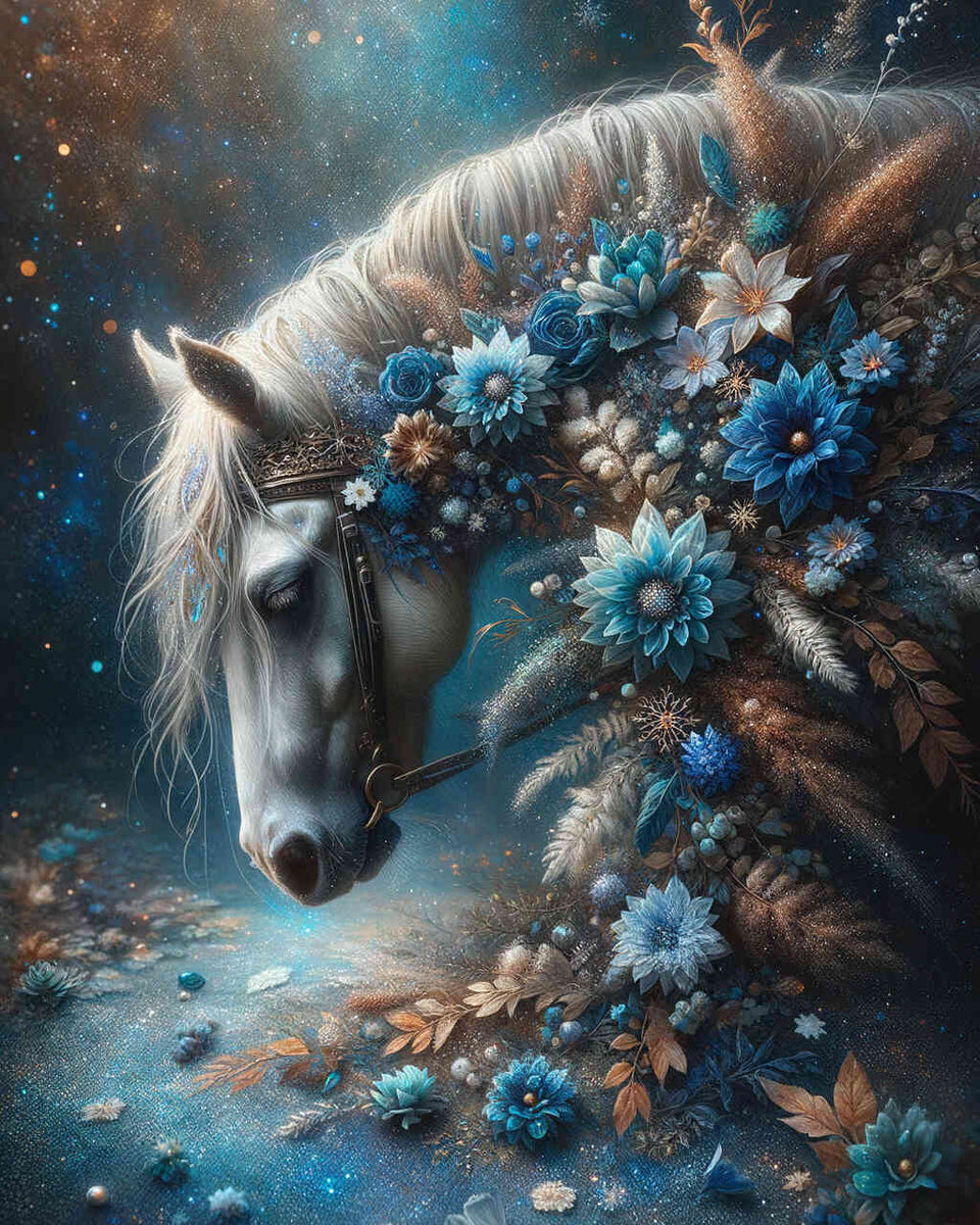 Horse with flowers — Diamond Painting Kit design