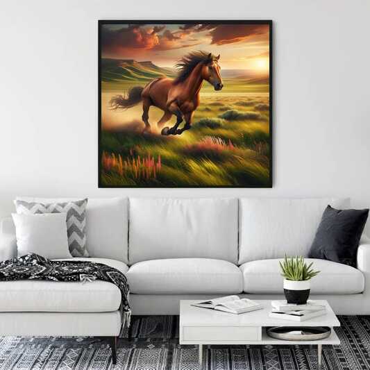 Horse Galloping at Sunset — Diamond Painting Kit, product view 2