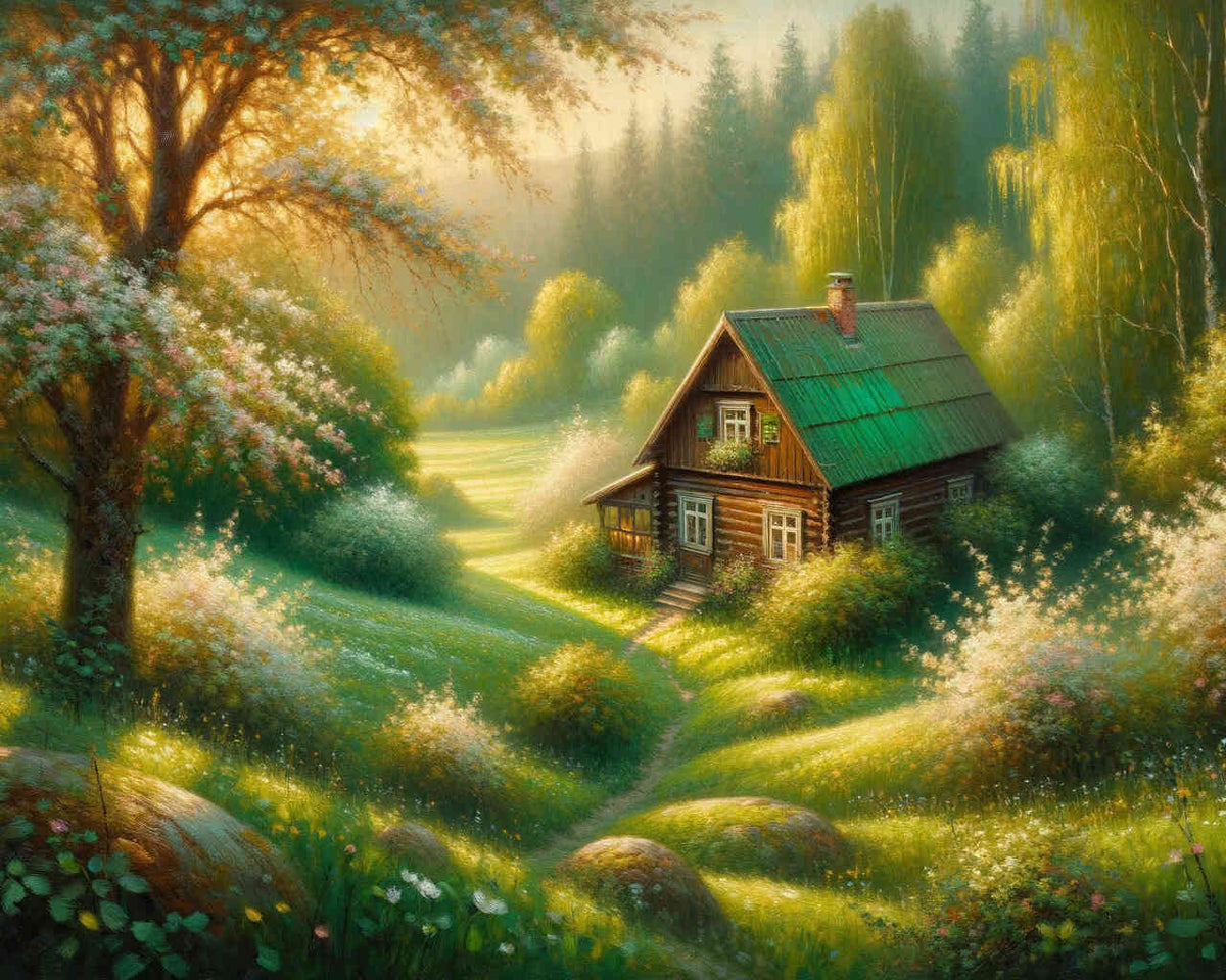 House in the Woodland Meadow — Diamond Painting Kit design