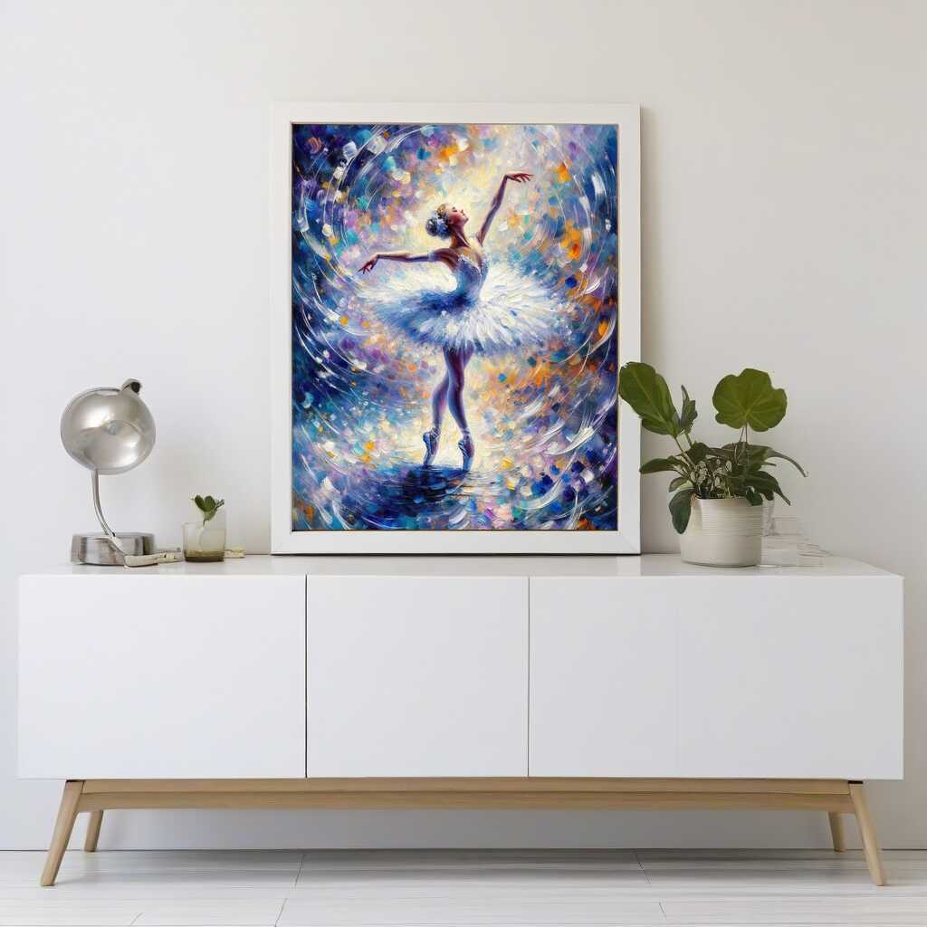 Dancing ballerina in white tutu — Diamond Painting Kit, product view 2