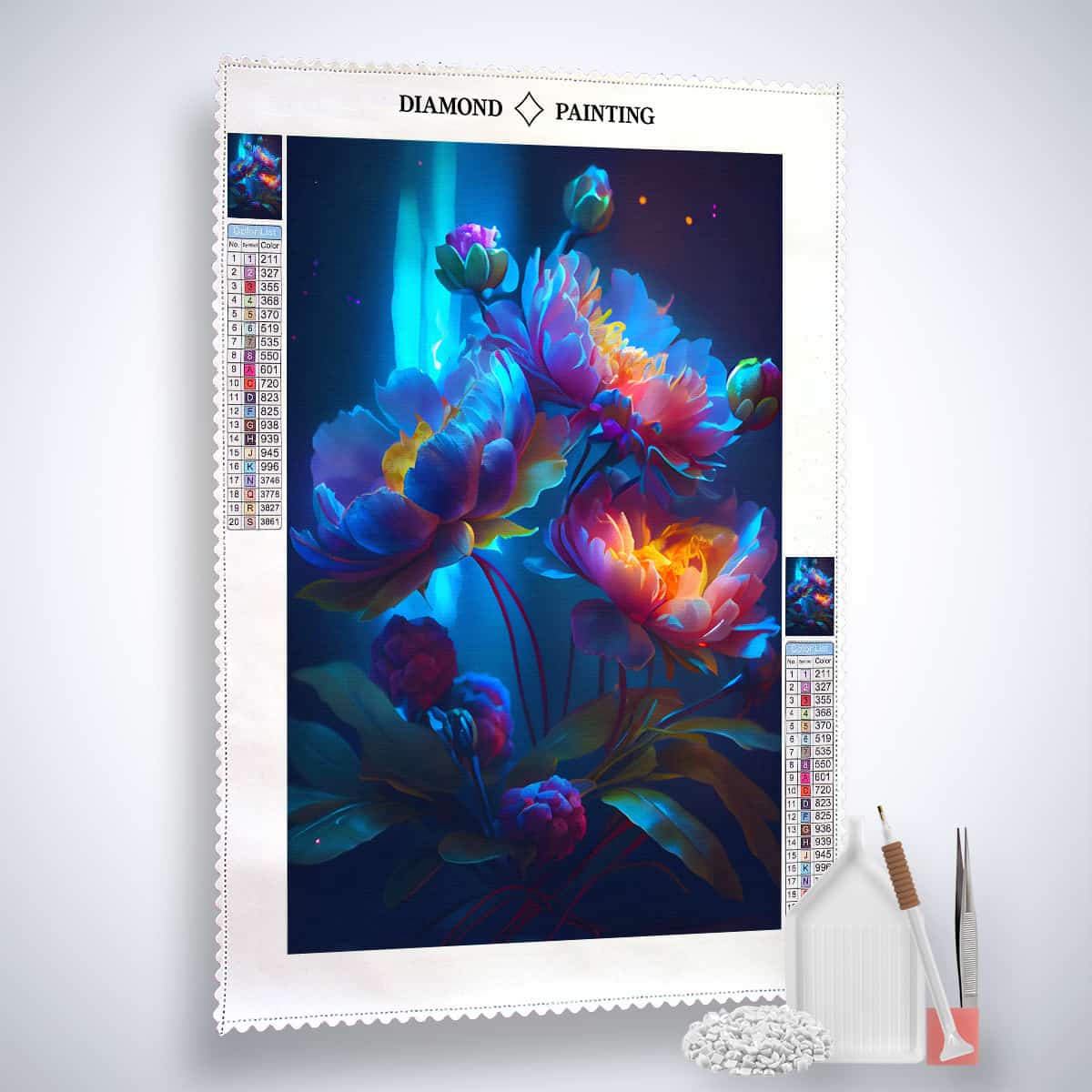 Neon flower arrangement — AB Diamond Painting Kit, product view 2