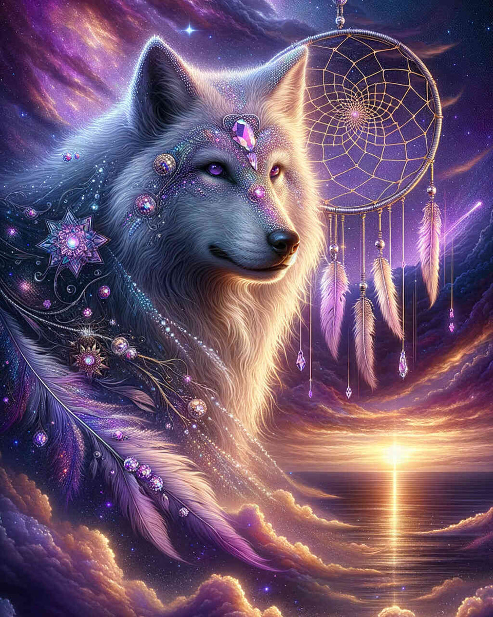 Day and Night Wolf — Diamond Painting Kit design