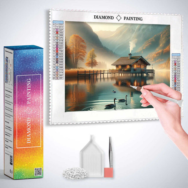House with a Pier — Diamond Painting Kit, product view 3