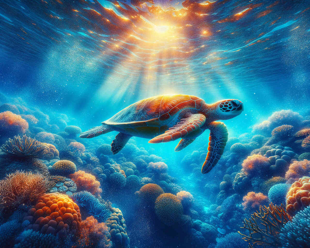 Sea Turtle and Coral — Diamond Painting Kit design