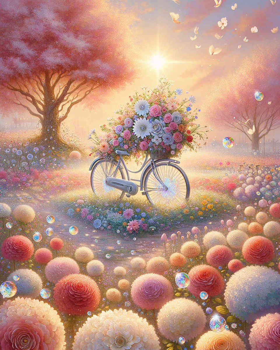 Flower Bicycle — Diamond Painting Kit design