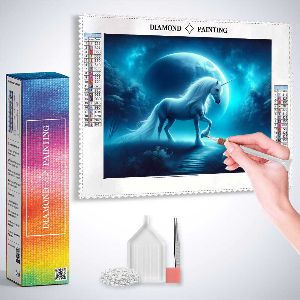 Unicorn in the Moonlight — Diamond Painting Kit, product view 3
