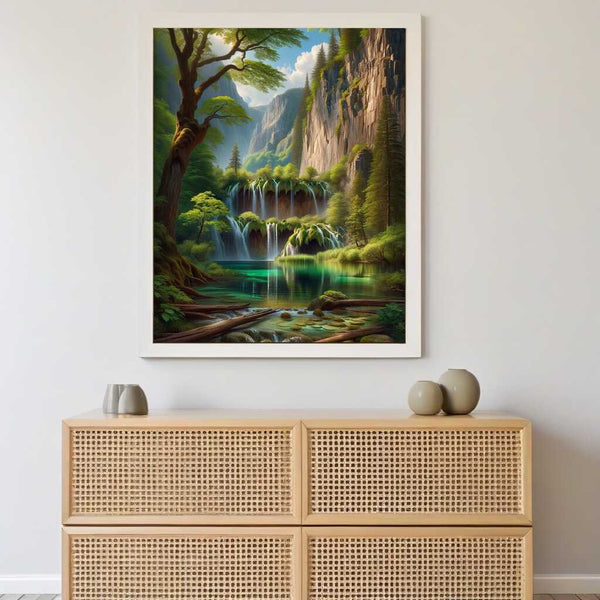 Mountain lake with waterfall — Diamond Painting Kit, product view 2