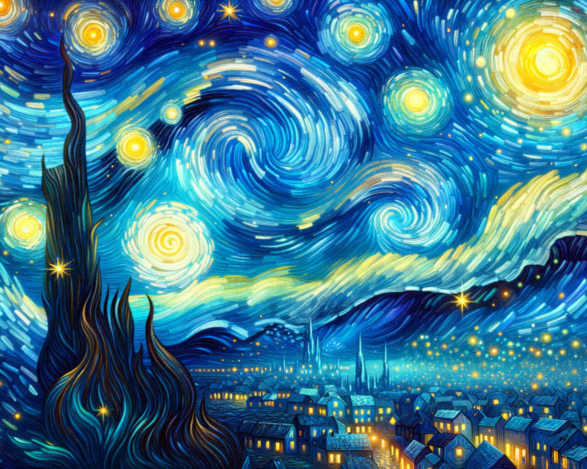 Starry Sky in a Van Gogh-Inspired Style — Diamond Painting Kit design