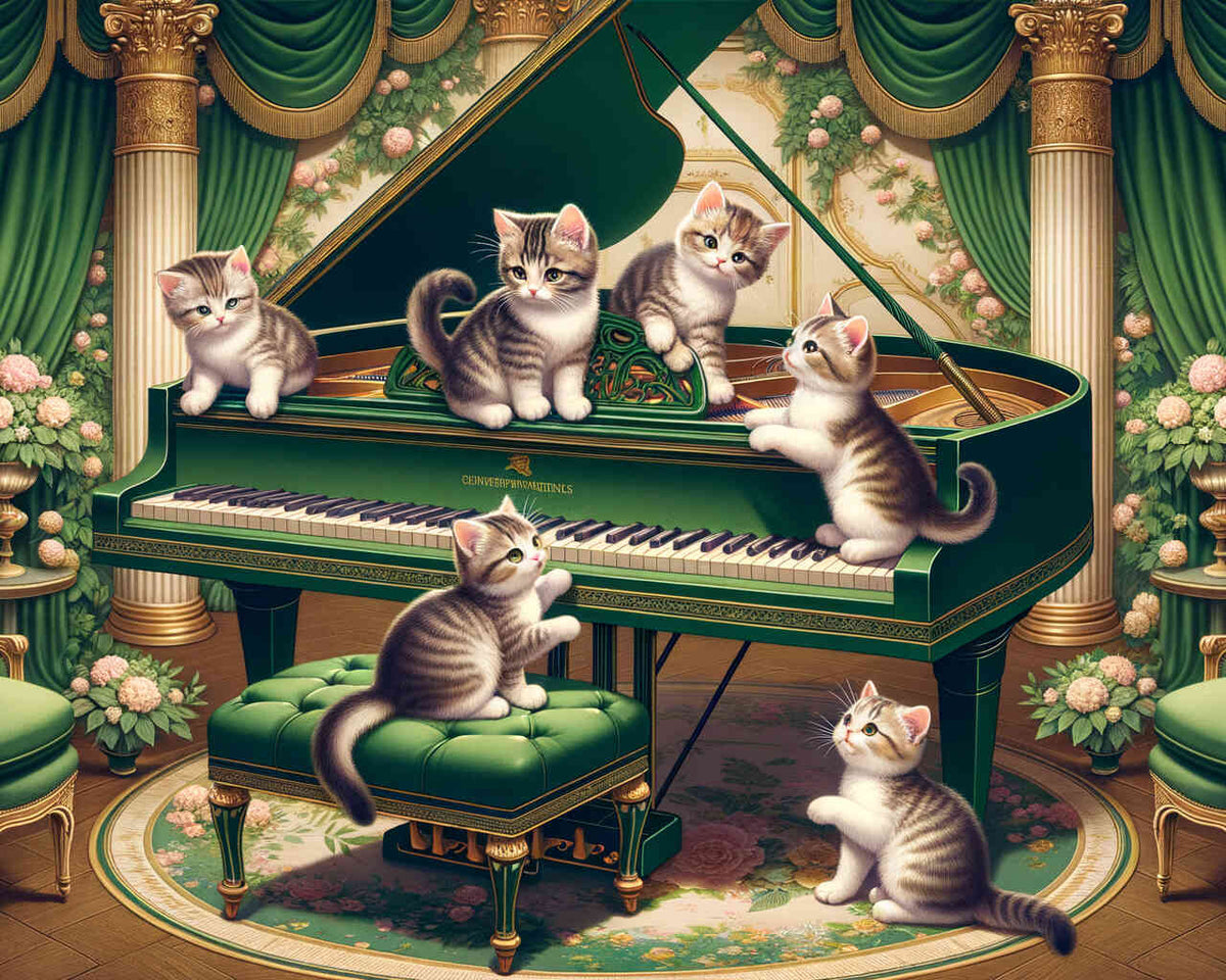 Cats at the Piano — Diamond Painting Kit design