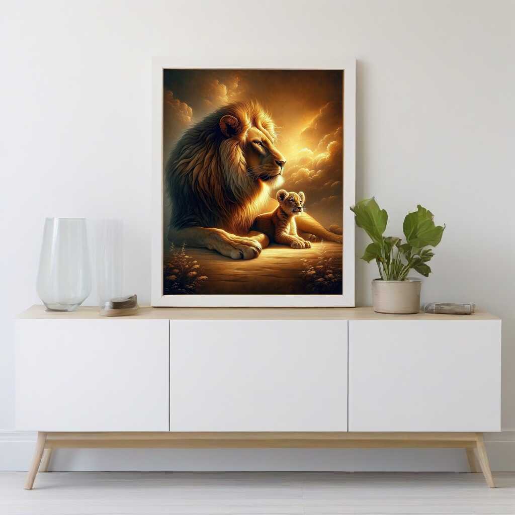 Arm in arm, lion — Diamond Painting Kit, product view 2