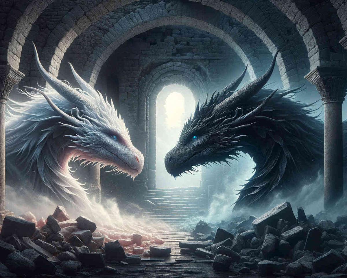 Dragons in Black and White — Diamond Painting Kit design