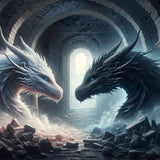 Dragons in Black and White — Diamond Painting Kit design