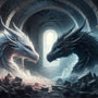 Dragons in Black and White — Diamond Painting Kit design
