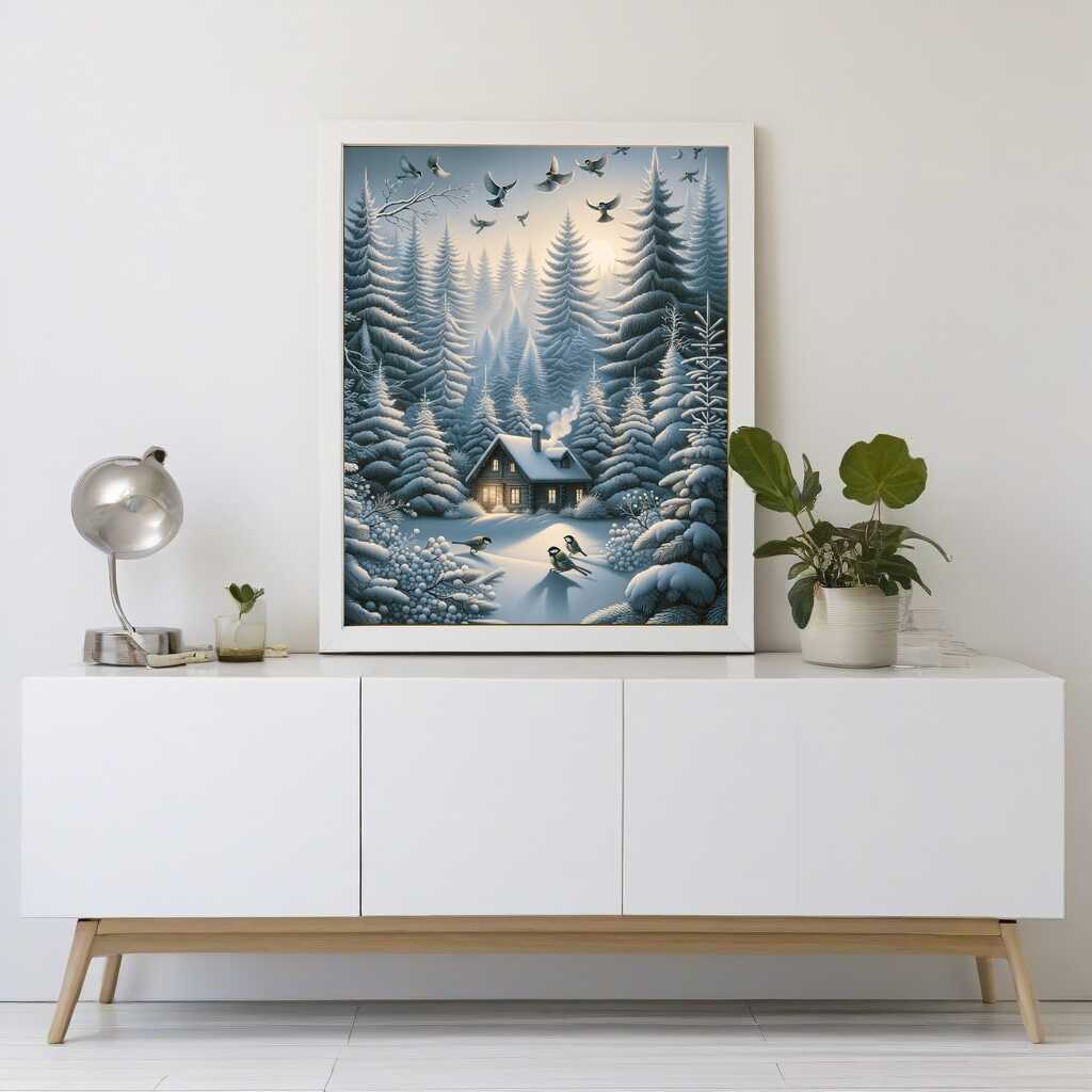 House in snowy fir trees — Diamond Painting Kit, product view 2