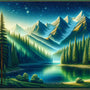 Mountains and the Woodland Lake — Diamond Painting Kit design