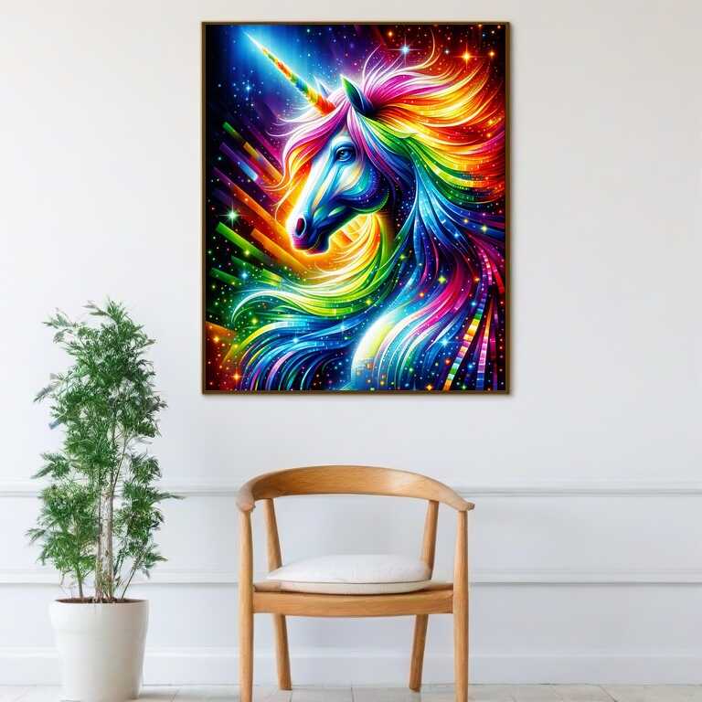 Rainbow horse with mane — Diamond Painting Kit, product view 2