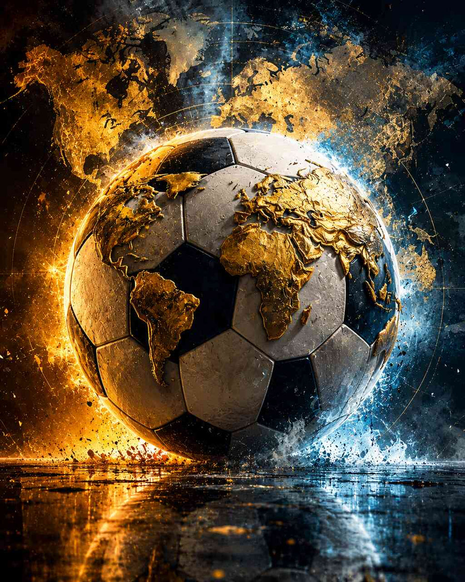 The Golden World of Soccer — Diamond Painting Kit design