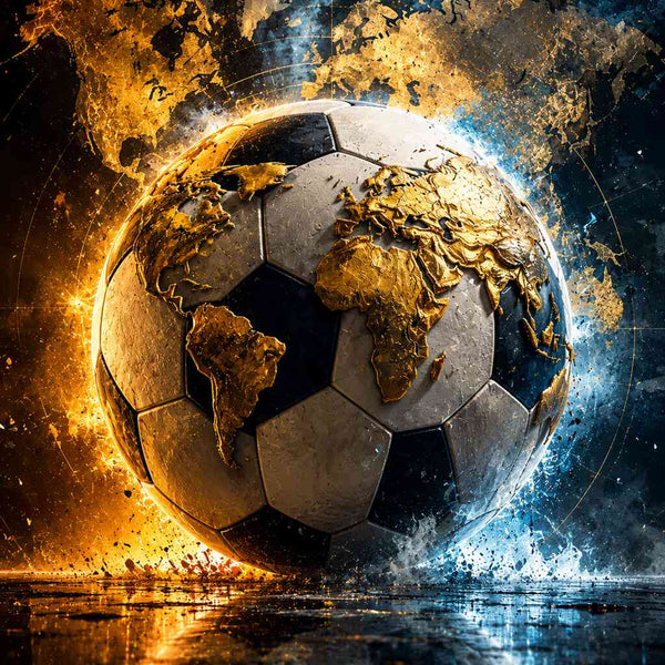 The Golden World of Soccer — Diamond Painting Kit design
