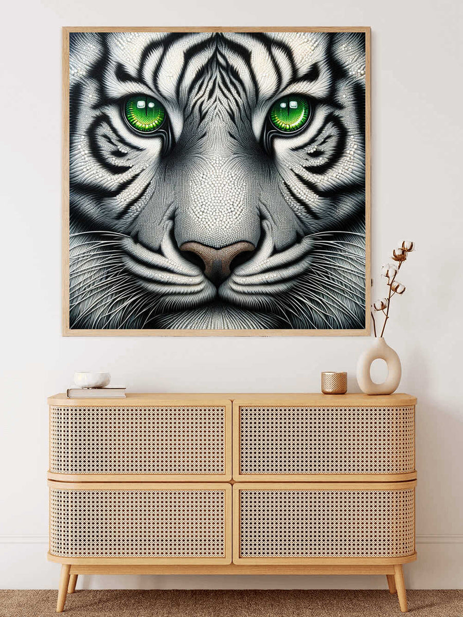 Tiger with green eyes — Diamond Painting Kit, product view 2