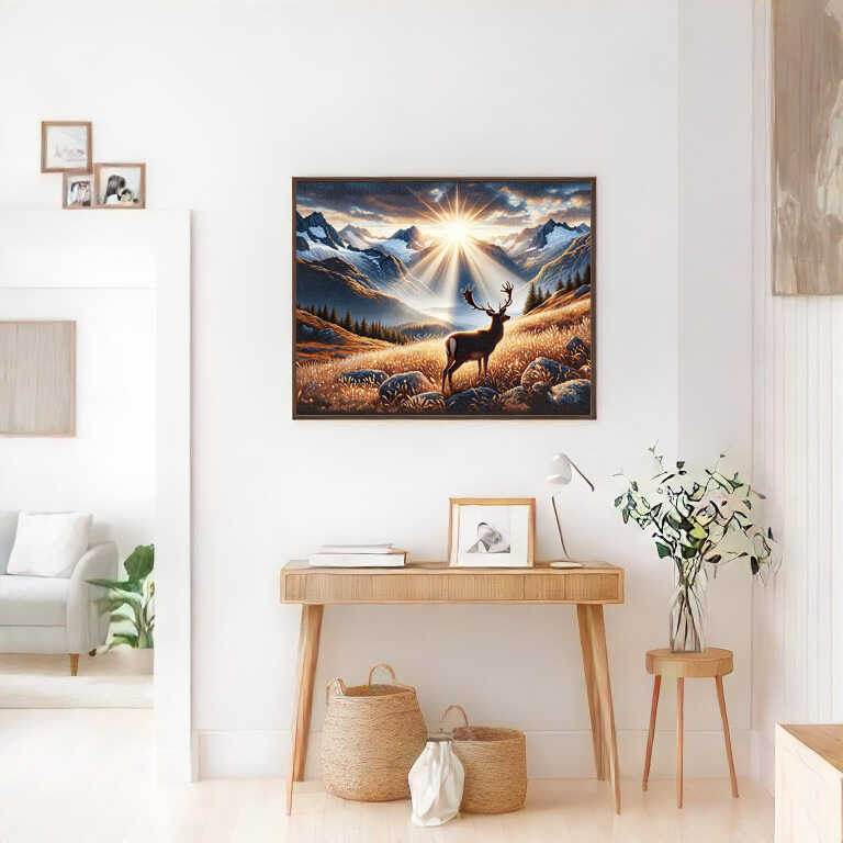 Deer on the Mountain — Diamond Painting Kit, product view 2