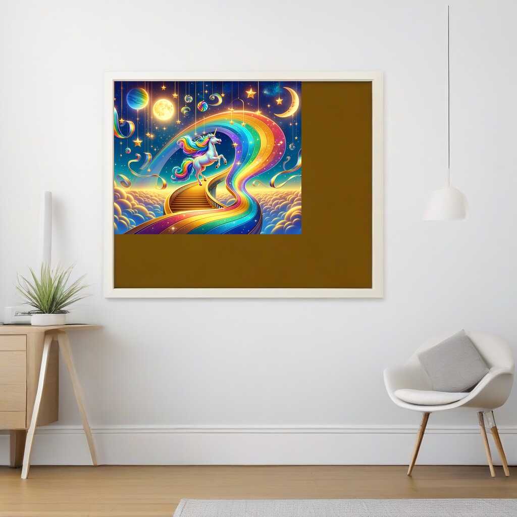 Rainbow unicorn in the enchanted forest — Diamond Painting Kit, product view 2