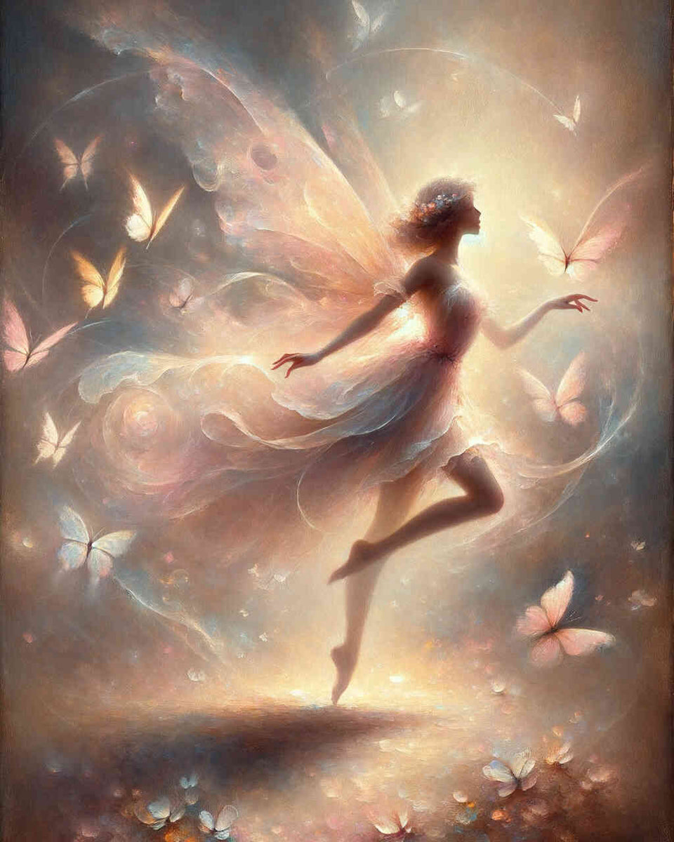 Pink fairy with butterflies — Diamond Painting Kit design