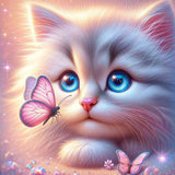 Kitten with pink butterfly — Diamond Painting Kit design