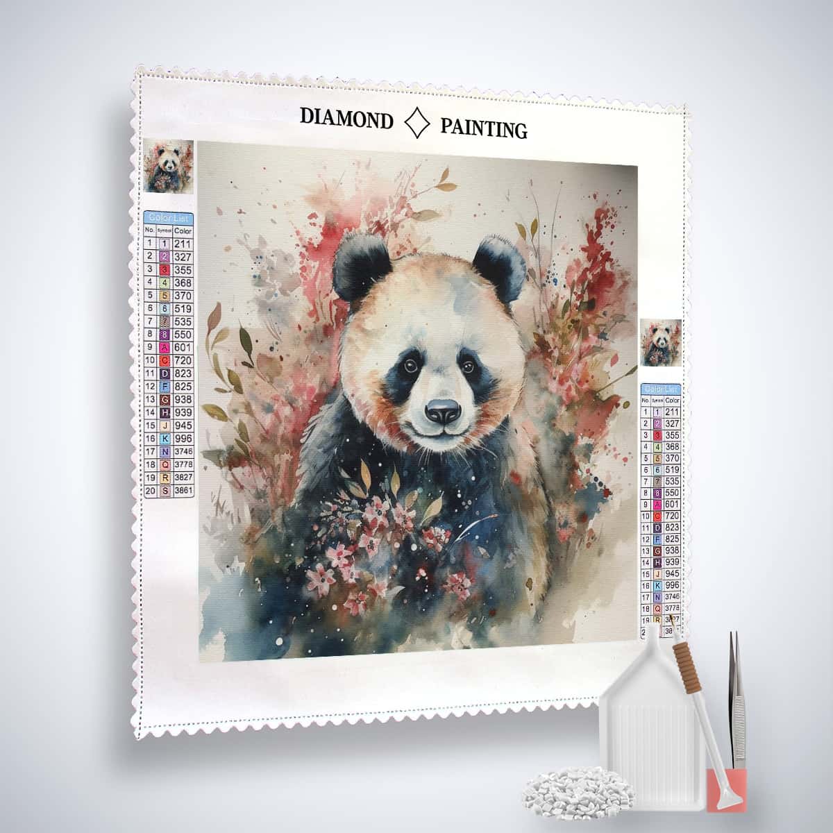 Fluffy panda bear — Diamond Painting Kit, product view 2