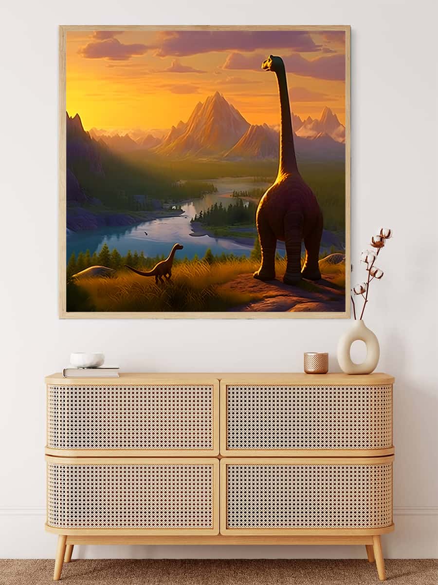 Dinosaur in front of nature — Diamond Painting Kit, product view 3