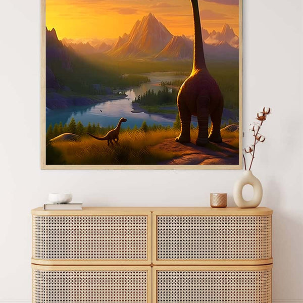 Dinosaur in front of nature — Diamond Painting Kit, product view 3
