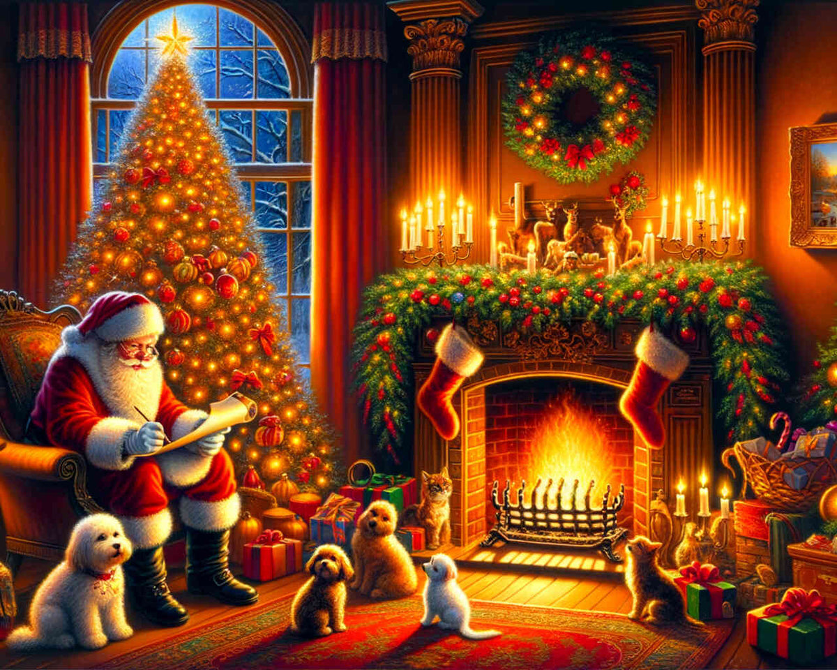 Christmas by the Fireplace — Diamond Painting Kit design