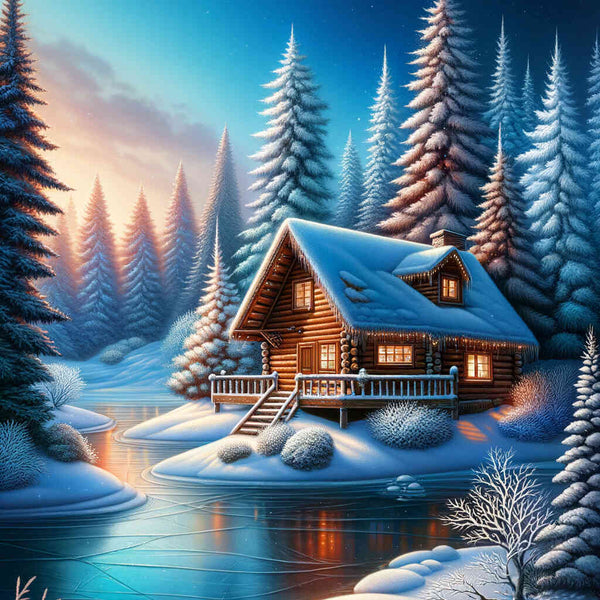 Cabin in winter wonderland — Diamond Painting Kit design
