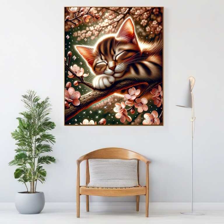 Sleeping kitten — Diamond Painting Kit, product view 2