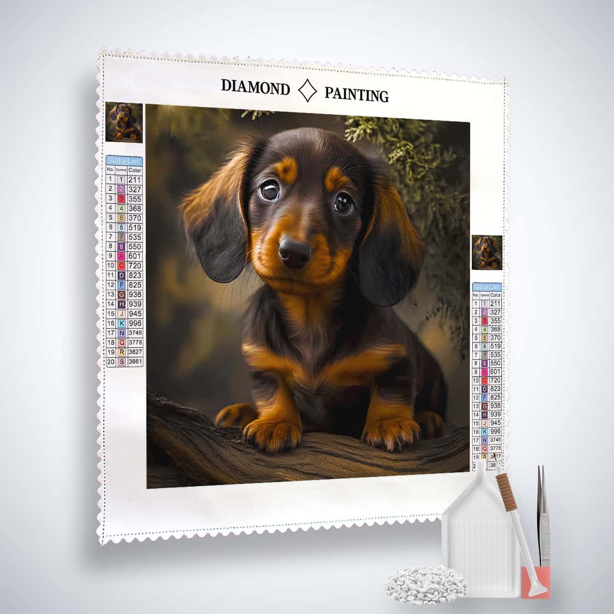 Dachshund looking into camera — Diamond Painting Kit, product view 2