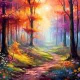 Enchanted Forest in Morning Light — Diamond Painting Kit design
