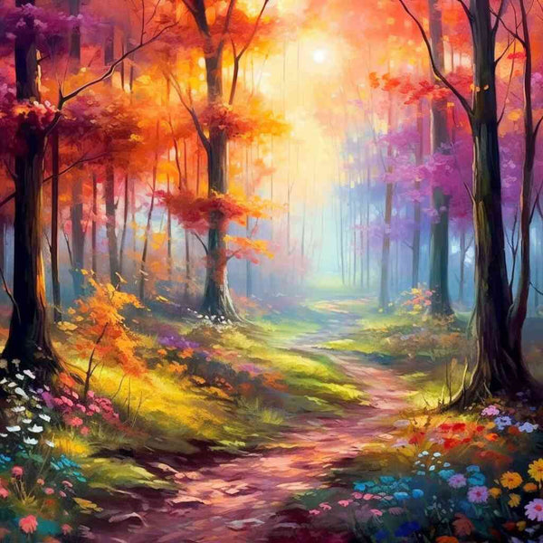 Enchanted Forest in Morning Light — Diamond Painting Kit design