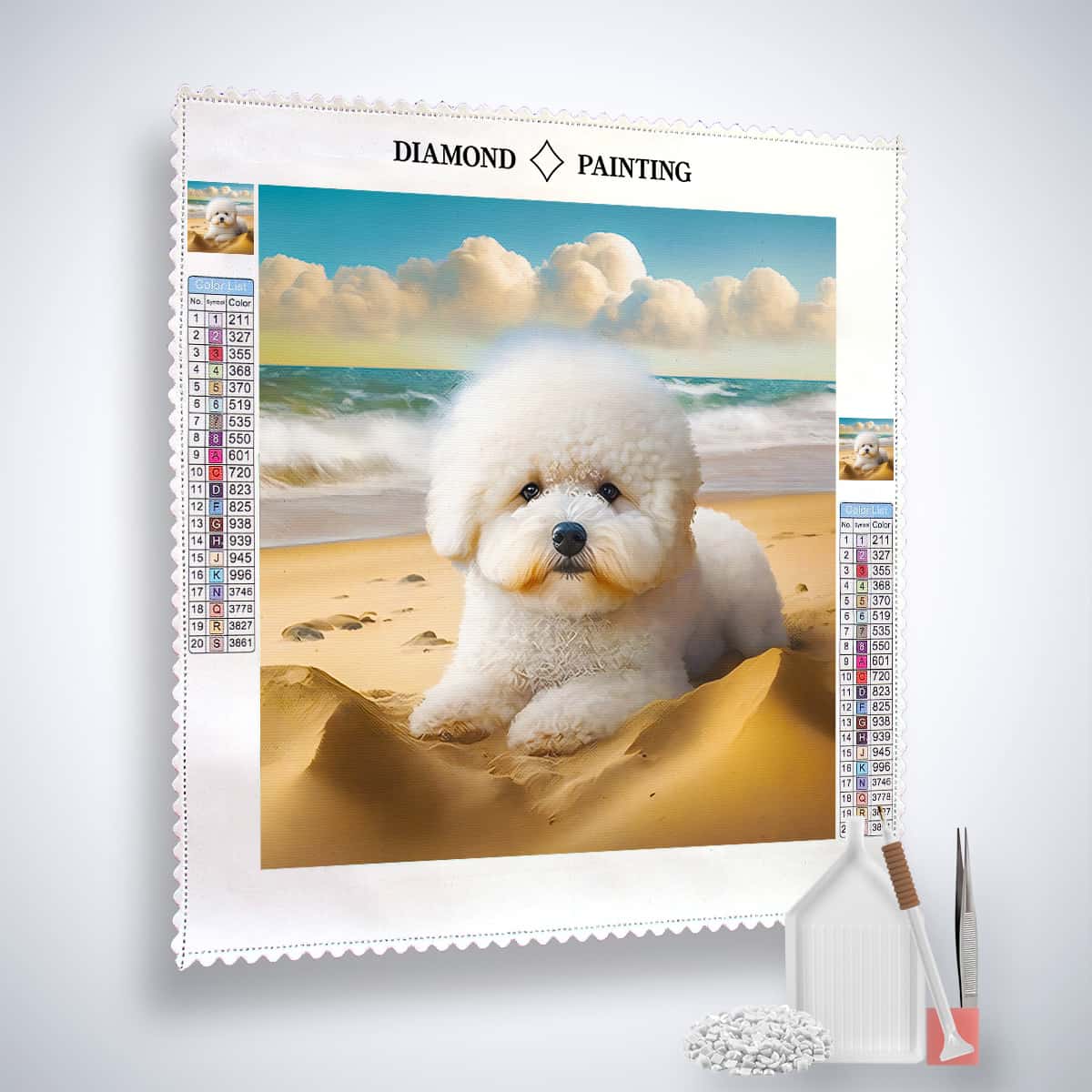 Cute dog on the beach — Diamond Painting Kit, product view 2