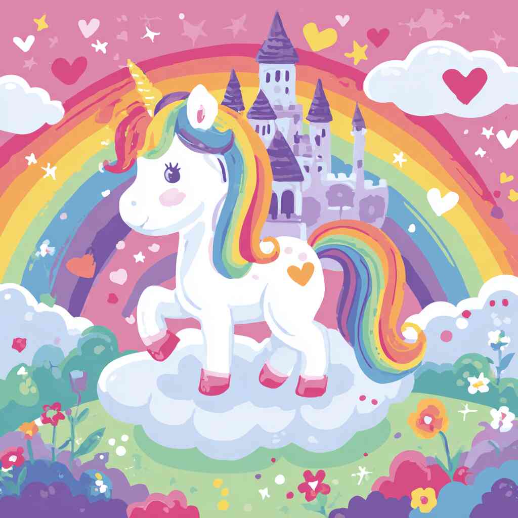 Unicorn above the Rainbow Kingdom — Diamond Painting Kit design