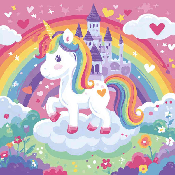 Unicorn above the Rainbow Kingdom — Diamond Painting Kit design