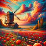 Windmill flower field — Diamond Painting Kit design